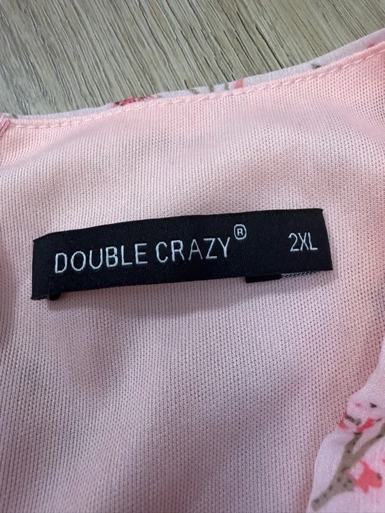 Double Crazy Pink Floral Bell Sleeve Mini Dress - Picture 3 of 8